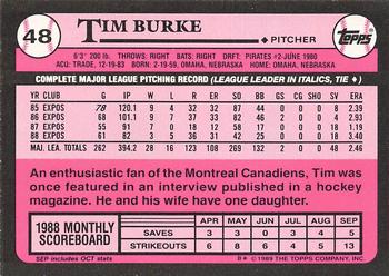 1989 Topps - Collector's Edition (Tiffany) #48 Tim Burke Back