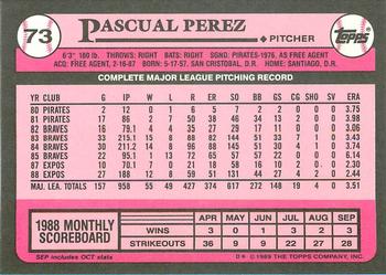 1989 Topps - Collector's Edition (Tiffany) #73 Pascual Perez Back