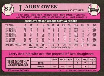 1989 Topps - Collector's Edition (Tiffany) #87 Larry Owen Back