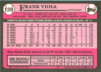 1989 Topps - Collector's Edition (Tiffany) #120 Frank Viola Back