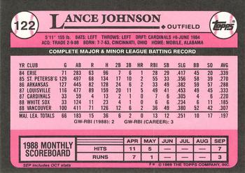 1989 Topps - Collector's Edition (Tiffany) #122 Lance Johnson Back