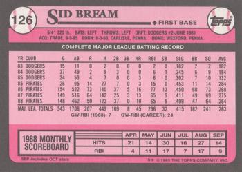 1989 Topps - Collector's Edition (Tiffany) #126 Sid Bream Back