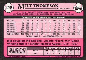 1989 Topps - Collector's Edition (Tiffany) #128 Milt Thompson Back