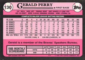 1989 Topps - Collector's Edition (Tiffany) #130 Gerald Perry Back