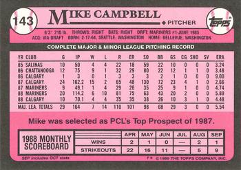 1989 Topps - Collector's Edition (Tiffany) #143 Mike Campbell Back