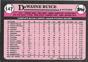 1989 Topps - Collector's Edition (Tiffany) #147 DeWayne Buice Back