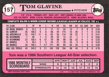 1989 Topps - Collector's Edition (Tiffany) #157 Tom Glavine Back