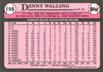 1989 Topps - Collector's Edition (Tiffany) #196 Denny Walling Back