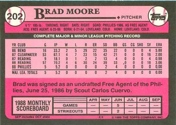 1989 Topps - Collector's Edition (Tiffany) #202 Brad Moore Back