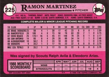 1989 Topps - Collector's Edition (Tiffany) #225 Ramon Martinez Back