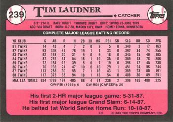 1989 Topps - Collector's Edition (Tiffany) #239 Tim Laudner Back