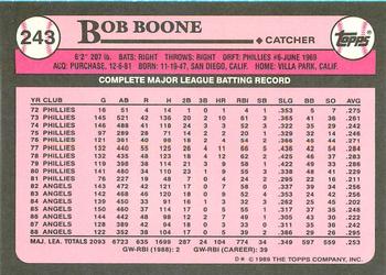 1989 Topps - Collector's Edition (Tiffany) #243 Bob Boone Back