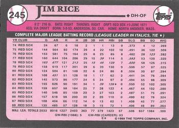 1989 Topps - Collector's Edition (Tiffany) #245 Jim Rice Back