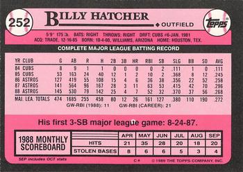 1989 Topps - Collector's Edition (Tiffany) #252 Billy Hatcher Back
