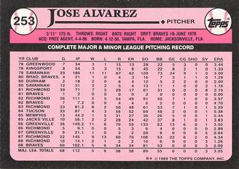 1989 Topps - Collector's Edition (Tiffany) #253 Jose Alvarez Back