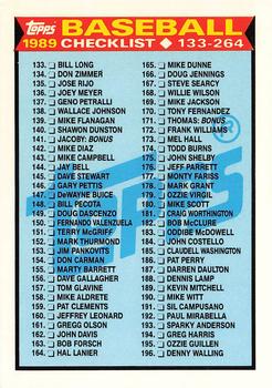 1989 Topps - Collector's Edition (Tiffany) #258 Checklist: 133-264 Front
