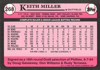 1989 Topps - Collector's Edition (Tiffany) #268 Keith Miller Back