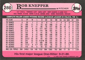 1989 Topps - Collector's Edition (Tiffany) #280 Bob Knepper Back