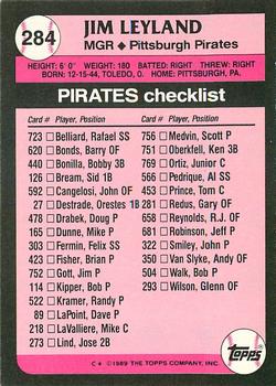 1989 Topps - Collector's Edition (Tiffany) #284 Jim Leyland Back