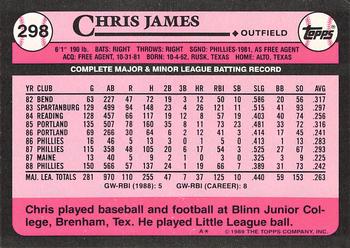 1989 Topps - Collector's Edition (Tiffany) #298 Chris James Back