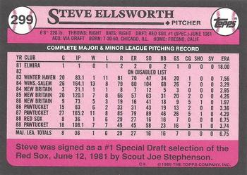 1989 Topps - Collector's Edition (Tiffany) #299 Steve Ellsworth Back