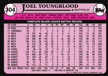 1989 Topps - Collector's Edition (Tiffany) #304 Joel Youngblood Back