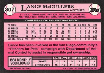 1989 Topps - Collector's Edition (Tiffany) #307 Lance McCullers Back