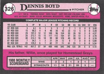 1989 Topps - Collector's Edition (Tiffany) #326 Dennis Boyd Back