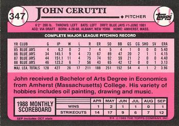 1989 Topps - Collector's Edition (Tiffany) #347 John Cerutti Back