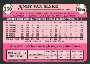1989 Topps - Collector's Edition (Tiffany) #350 Andy Van Slyke Back
