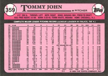 1989 Topps - Collector's Edition (Tiffany) #359 Tommy John Back