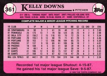 1989 Topps - Collector's Edition (Tiffany) #361 Kelly Downs Back