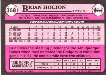 1989 Topps - Collector's Edition (Tiffany) #368 Brian Holton Back