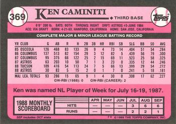 1989 Topps - Collector's Edition (Tiffany) #369 Ken Caminiti Back