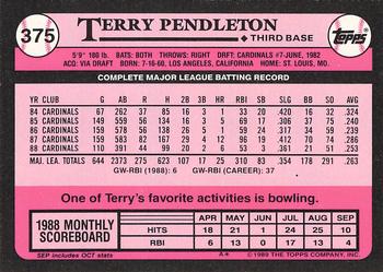 1989 Topps - Collector's Edition (Tiffany) #375 Terry Pendleton Back