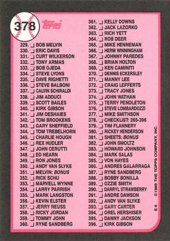 1989 Topps - Collector's Edition (Tiffany) #378 Checklist: 265-396 Back