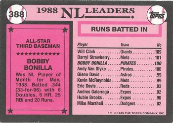 1989 Topps - Collector's Edition (Tiffany) #388 Bobby Bonilla Back