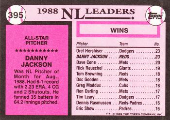 1989 Topps - Collector's Edition (Tiffany) #395 Danny Jackson Back