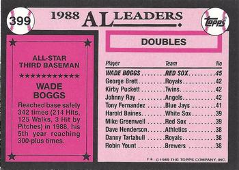 1989 Topps - Collector's Edition (Tiffany) #399 Wade Boggs Back