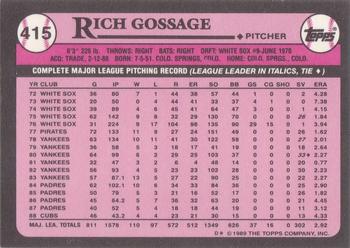 1989 Topps - Collector's Edition (Tiffany) #415 Rich Gossage Back