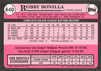 1989 Topps - Collector's Edition (Tiffany) #440 Bobby Bonilla Back