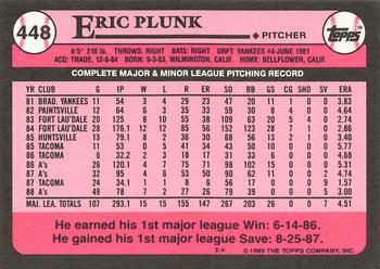 1989 Topps - Collector's Edition (Tiffany) #448 Eric Plunk Back