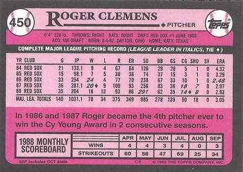 1989 Topps - Collector's Edition (Tiffany) #450 Roger Clemens Back