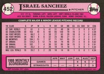 1989 Topps - Collector's Edition (Tiffany) #452 Israel Sanchez Back