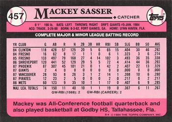 1989 Topps - Collector's Edition (Tiffany) #457 Mackey Sasser Back