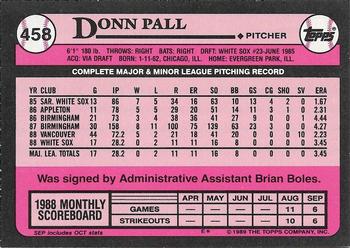 1989 Topps - Collector's Edition (Tiffany) #458 Donn Pall Back