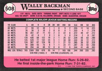 1989 Topps - Collector's Edition (Tiffany) #508 Wally Backman Back