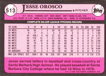 1989 Topps - Collector's Edition (Tiffany) #513 Jesse Orosco Back