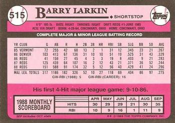 1989 Topps - Collector's Edition (Tiffany) #515 Barry Larkin Back