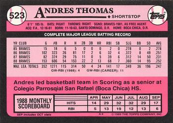 1989 Topps - Collector's Edition (Tiffany) #523 Andres Thomas Back